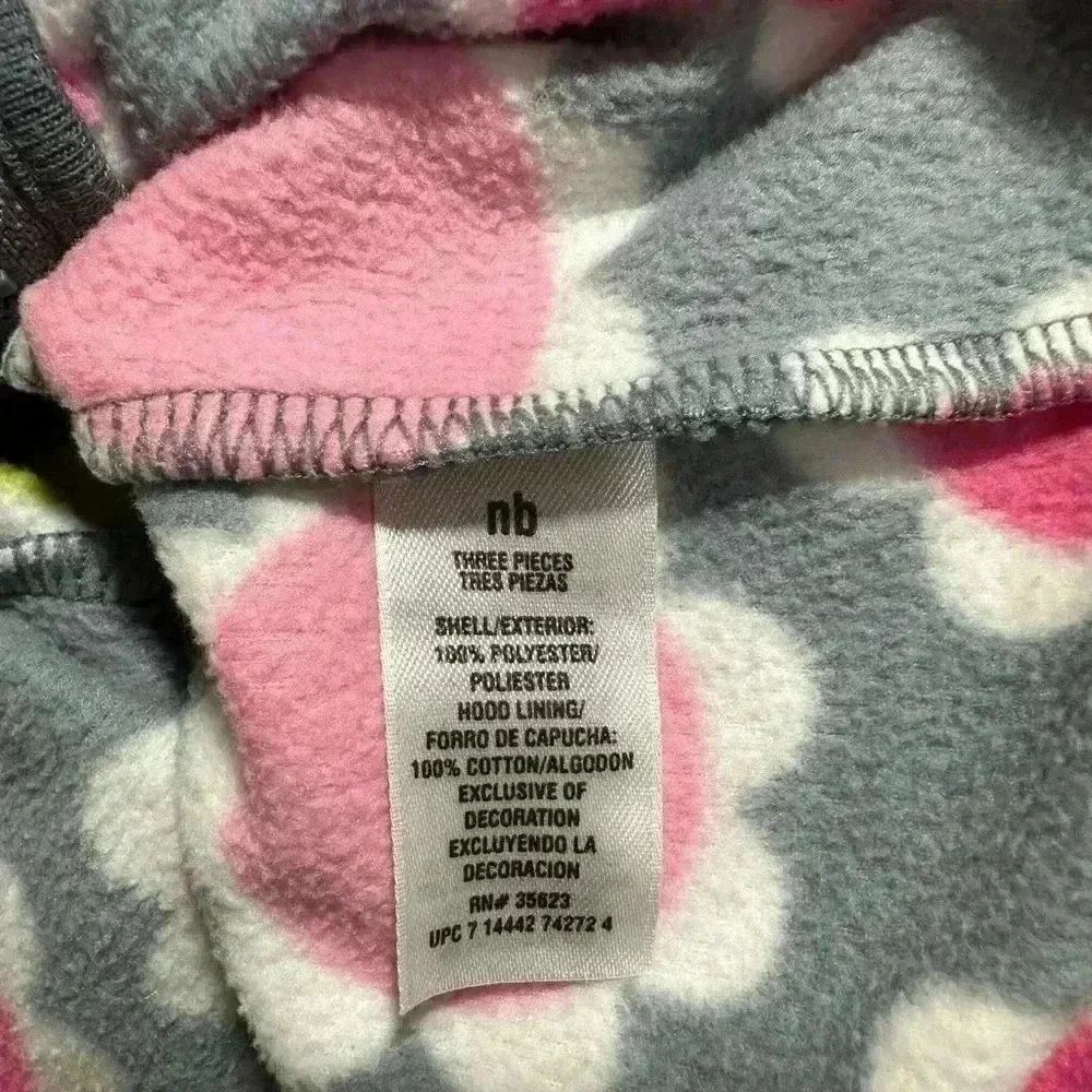 Carter's‎ Girls Size Newborn Long Sleeve Floral Gray & Pink Hoodie